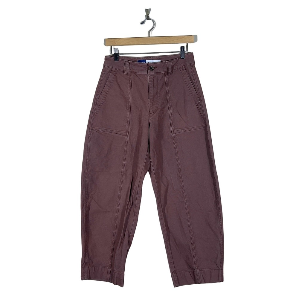 Old Navy High-Rise Barrel Leg Solid Utility Pants Mauve Seam Detail Size 4